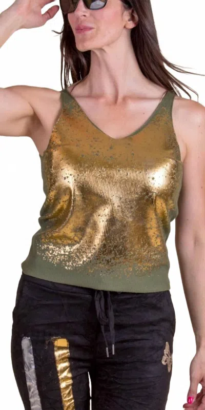 Gigi Moda Orsa V-neck Tank Top In Olive In Green