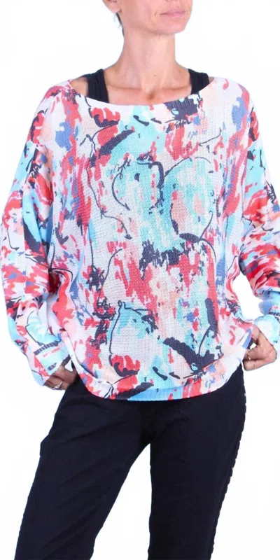 Gigi Moda Paint Splash Print Daria Batwing Sweater In White In Multi