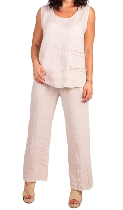 Gigi Moda Palermo Linen Sleeveless Top In Beige In Gold