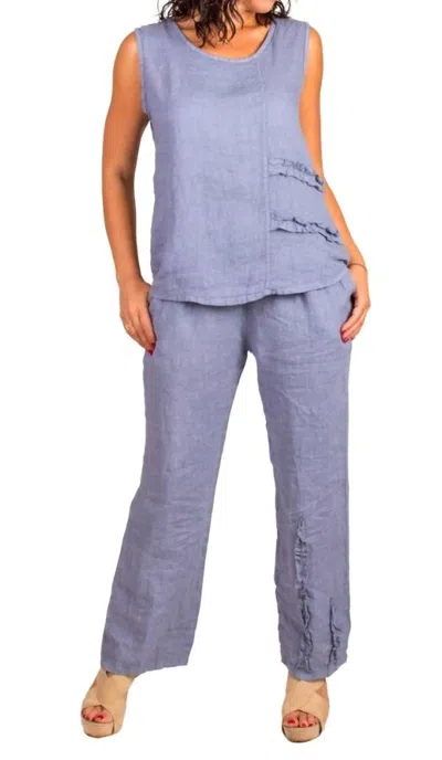 Gigi Moda Palermo Linen Sleeveless Top In Blue In Purple