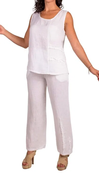Gigi Moda Palermo Linen Sleeveless Top In White In Gray