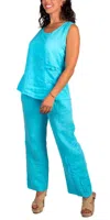 Gigi Moda Palermo Linen Wide Leg Pants In Turquoise In Blue