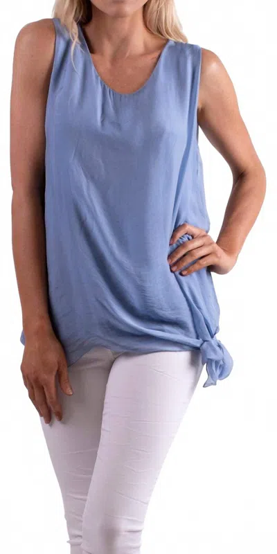 Gigi Moda Paola Scoop Neck Silk Tank Top In Blue