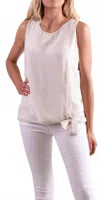 Gigi Moda Paola Scoop Neck Silk Tank Top In Cream In White