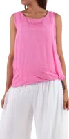 Gigi Moda Paola Scoop Neck Silk Tank Top In Hot Pink In Pink