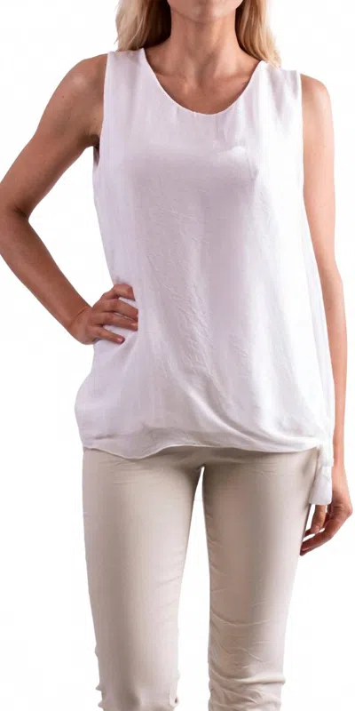Gigi Moda Paola Scoop Neck Silk Tank Top In White