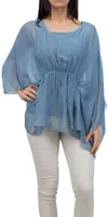 Gigi Moda Paolita Bat-wing Scoop Neck Blouse In Blue In Blue