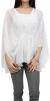 Gigi Moda Paolita Bat-wing Scoop Neck Blouse In White In White