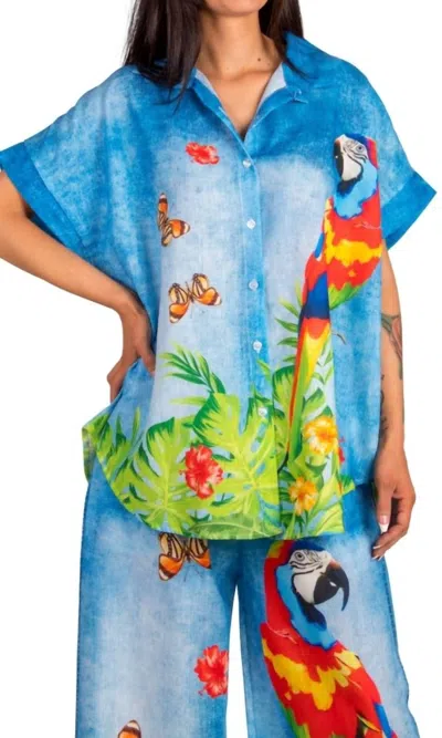 Gigi Moda Pappagallo Button-down Shirt In Blue In Multi