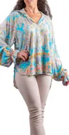 Gigi Moda Phebe Blouse In Turquoise In Multi