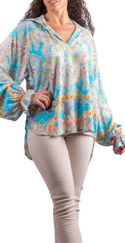 Gigi Moda Phebe Blouse In Turquoise In Multi