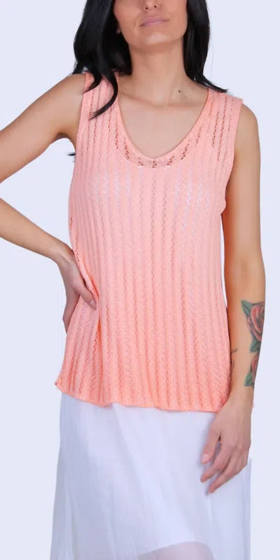 Gigi Moda Positano Mesh Tank Top In Orange In Pink