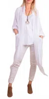 Gigi Moda Prato Open Front Cardigan In White In White