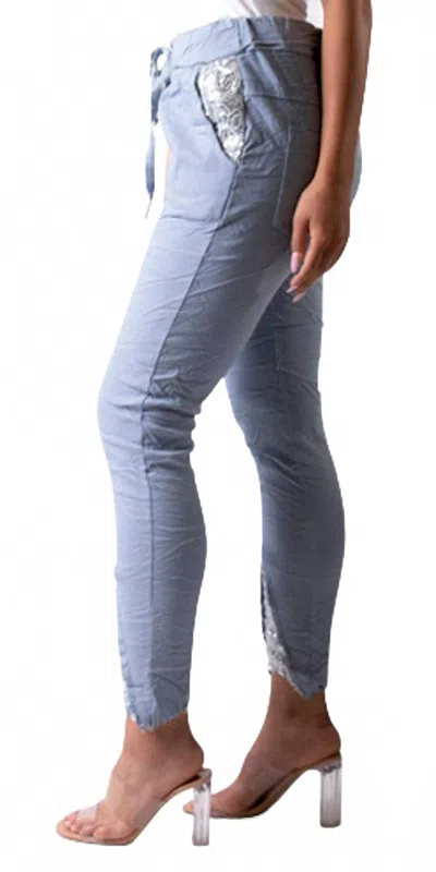 Gigi Moda Ricamo Tie-waist Pants In Blue