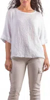 Gigi Moda Rina Waffle Cotton Top In White In White