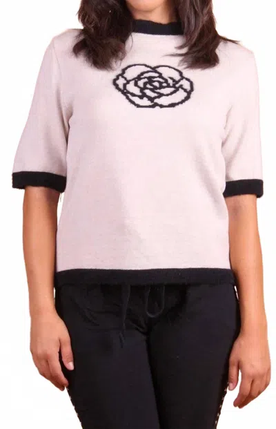 Gigi Moda Rosa Short Sleeve Sweater In Beige In White