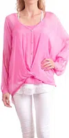 Gigi Moda Ryana Long Sleeve Blouse In Hot Pink In Pink