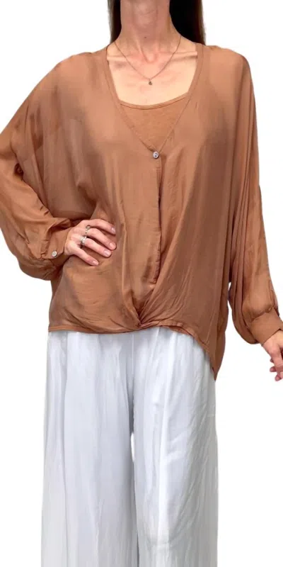 Gigi Moda Ryana Long Sleeve Blouse In Rust In Brown