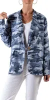 Gigi Moda Sabrina Camo Linen Blazer In Blue In Blue