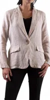 Gigi Moda Sabrina Linen Long Sleeve Blazer In Beige In Neutral