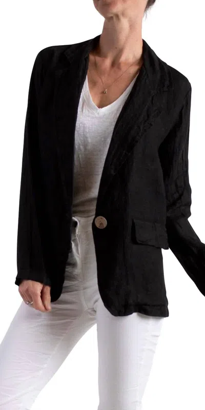 Gigi Moda Sabrina Linen Long Sleeve Blazer In Black In Brown