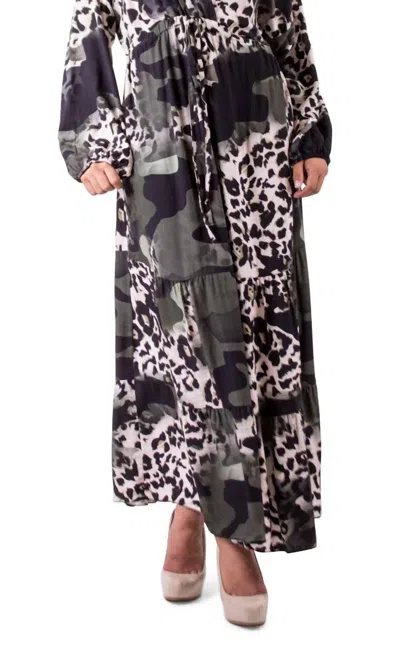 Gigi Moda Safari Print Maxi Dress In Olive In Green