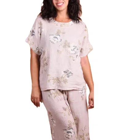 Gigi Moda Sanremo High-low Short Sleeve Top In Sand In Neutral