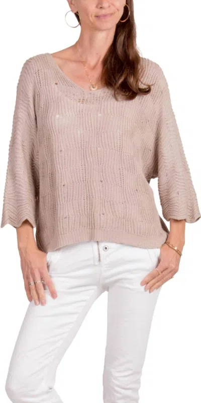 Gigi Moda Scacchi Knit Sweater In Beige In Pink