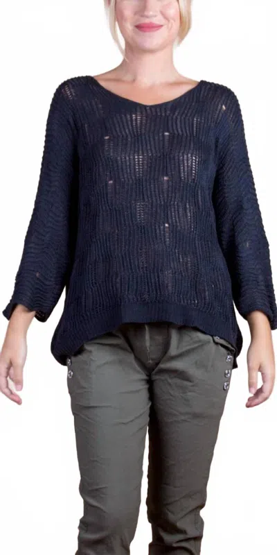 Gigi Moda Scacchi Knit Sweater In Black In Blue