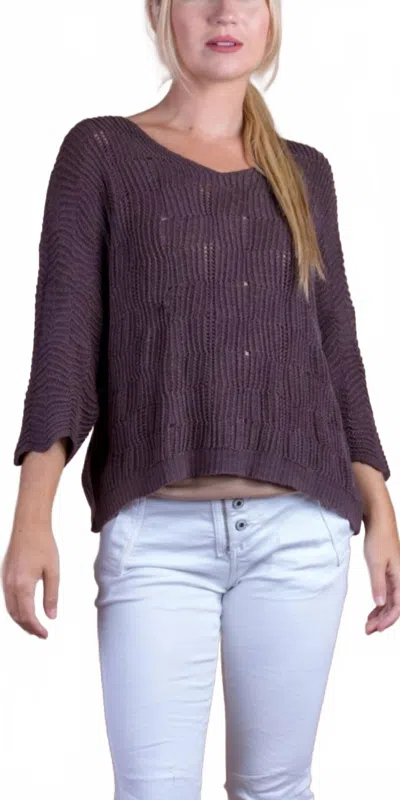 Gigi Moda Scacchi Knit Sweater In Chocolate In Purple