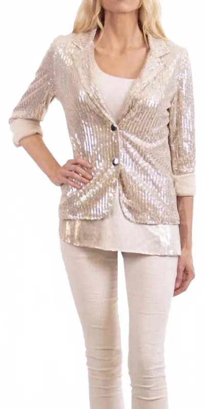 Gigi Moda Seguna 3/4 Sleeve Collared Blazer In Cream In Multi