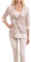 Gigi Moda Seguna 3/4 Sleeve Collared Blazer In Cream In Pink