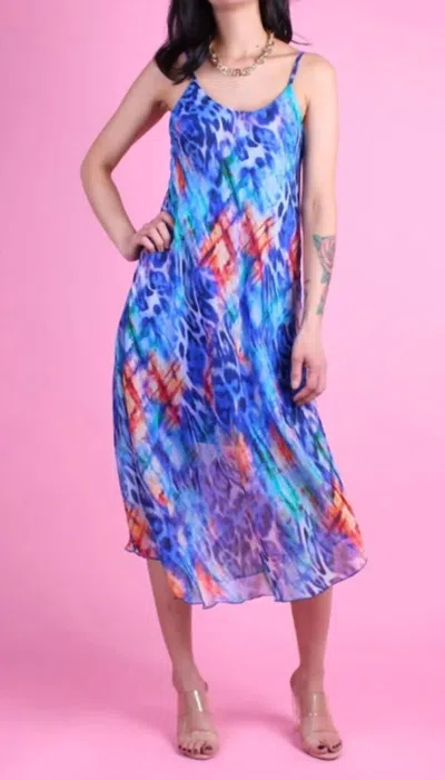 Gigi Moda Selvaggio Miele Midi Dress In Royal Blue In Multi