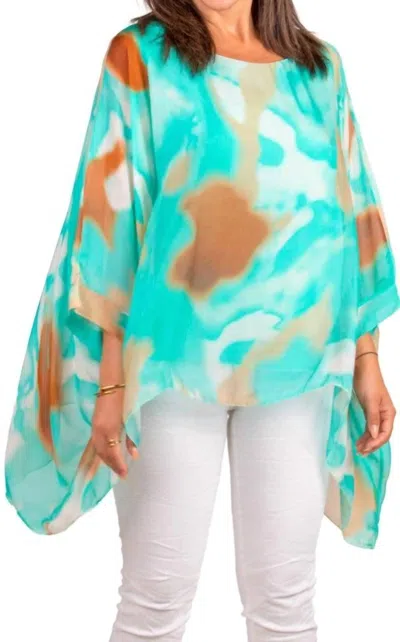 Gigi Moda Seta Aura Print Kaftan In Mint In Blue