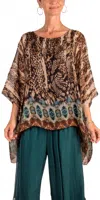 Gigi Moda Seta Boho Print Kaftan In Black In Brown