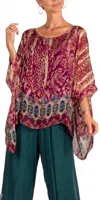 Gigi Moda Seta Boho Print Kaftan In Magenta In Pink