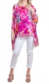 Gigi Moda Seta Botanical Kaftan Top In Hot Pink In Multi