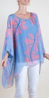Gigi Moda Seta Foglia Kaftan In Blue In Blue