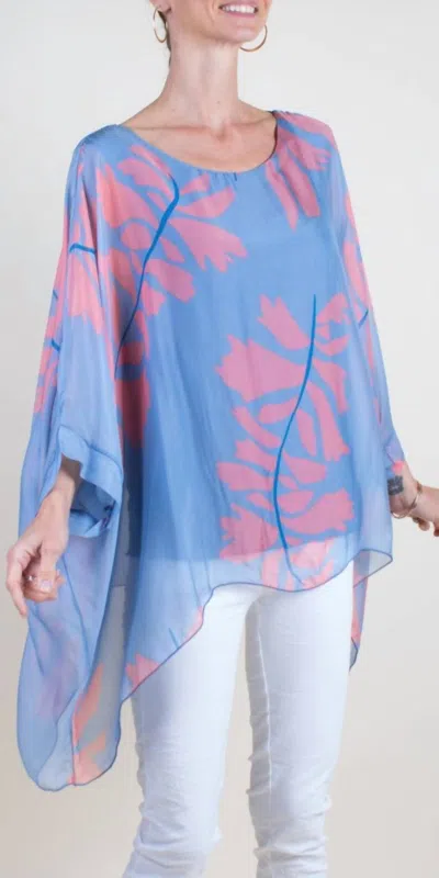Gigi Moda Seta Foglia Kaftan In Blue