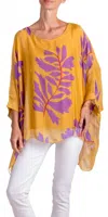 Gigi Moda Seta Foglia Kaftan In Mustard In Yellow