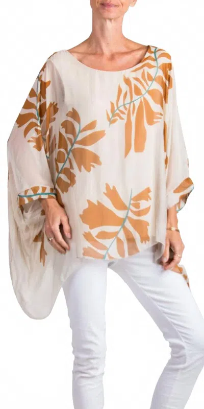 Gigi Moda Seta Foglia Kaftan Top In Beige In Multi