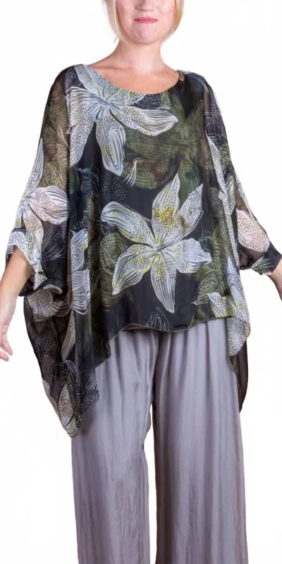 Gigi Moda Seta Lily Print Kaftan In Olive In Gray