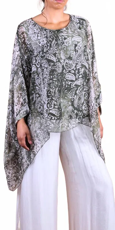Gigi Moda Seta Paisley Print Kaftan Top In Olive In Gray