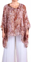 Gigi Moda Seta Paisley Print Kaftan Top In Rust In Brown