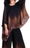 Gigi Moda Seta Savanna Kaftan Top In Black In Animal Print
