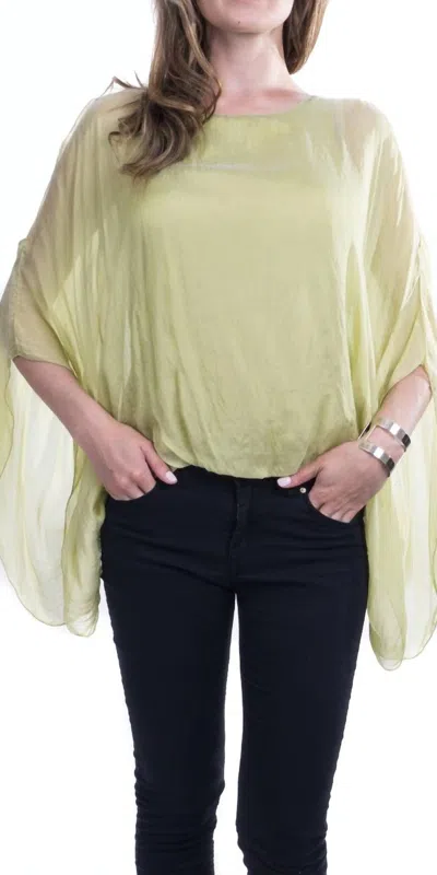 Gigi Moda Seta Spalla Crew Neck Blouse In Light Green In Multi