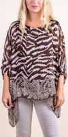Gigi Moda Seta Unica Kaftan Top In Chocolate In Multi