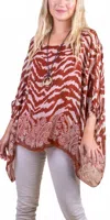 Gigi Moda Seta Unica Kaftan Top In Rust In Multi
