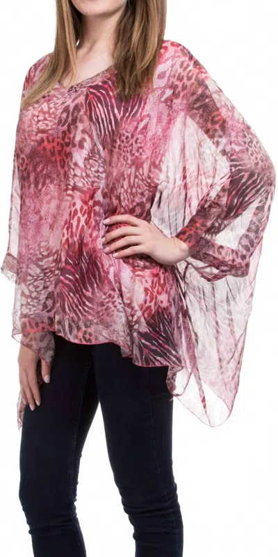 Gigi Moda Seta Vee Bea Kaftan Blouse In Red In Pink