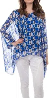 Gigi Moda Seta Vee Gia Kaftan Blouse In Royal Blue In Blue